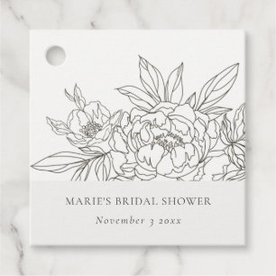 Minimalistisk Elegant Brun Blommig Skiss Bröllopsd Gåvor Etiketter
