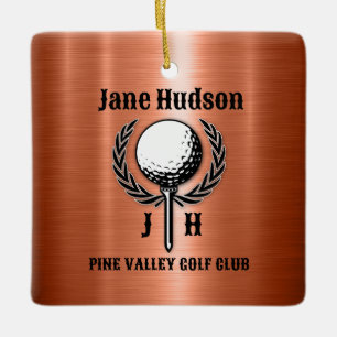 Minimalistisk Elegant Brushed Copper Golf Design Julgransprydnad Keramik