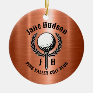 Minimalistisk Elegant Brushed Copper Golf Design Julgransprydnad Keramik