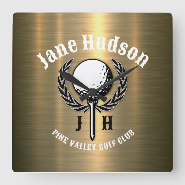 Minimalistisk Elegant Brushed Guld Golf Design Fyrkantig Klocka (Framsida)