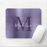 Minimalistisk Elegant Brushed Metall Lila Monogram Musmatta<br><div class="desc">Minimalistisk Elegant Brushed Metall Lila Monogram Mouse Pad</div>