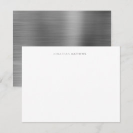 Minimalistisk Elegant Brushed Metall Silver Grått Anteckningskort