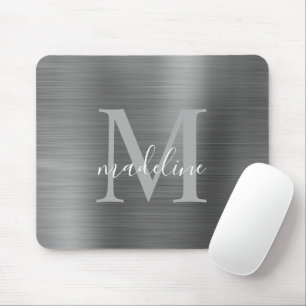 Minimalistisk Elegant Brushed Metall Silver Grått  Musmatta
