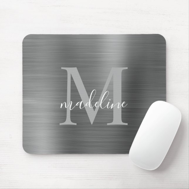 Minimalistisk Elegant Brushed Metall Silver Grått  Musmatta (Med mus)