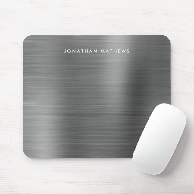 Minimalistisk Elegant Brushed Metall Silver Grått Musmatta (Med mus)