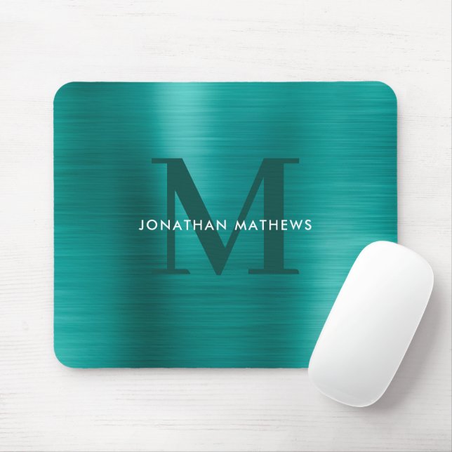 Minimalistisk Elegant Brushed Metallic Teal Musmatta (Med mus)