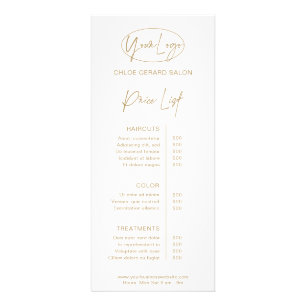 Minimalistisk Elegant Champagne Modern Pris List Reklamkort