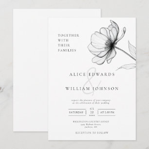 Minimalistisk Elegant Chic Blommig Bröllop Inbjudningar