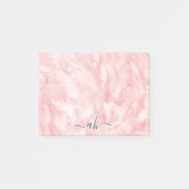 Minimalistisk Elegant Chic Korallrosa Fjäderstrukt Post-it Block