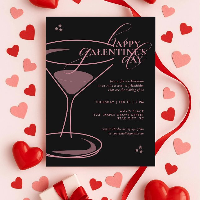 Minimalistisk Elegant Chic Typografi Galentines Da Inbjudningar (Skapare uppladdad)
