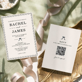 Minimalistisk Elegant Coquette Bröllop QR RSVP Inbjudningar