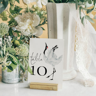 Minimalistisk Elegant Crane Bird Script Bröllop Bordsnummer