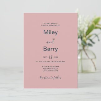 Minimalistisk Elegant Dammrosa Bröllop Inbjudningar