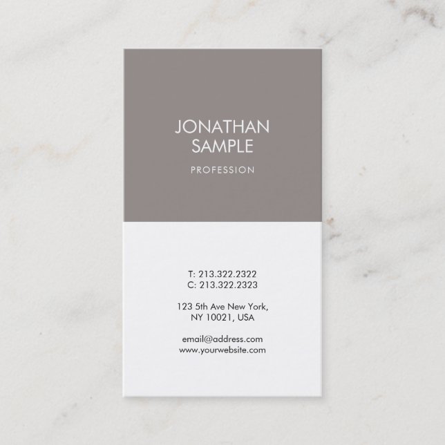 Minimalistisk Elegant Design Brown White-Trendig Visitkort (Framsida)