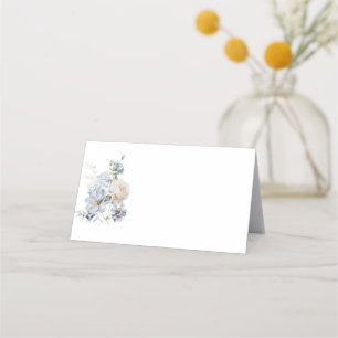 Minimalistisk Elegant Dusty Blue Blommigt Bröllop Placeringskort