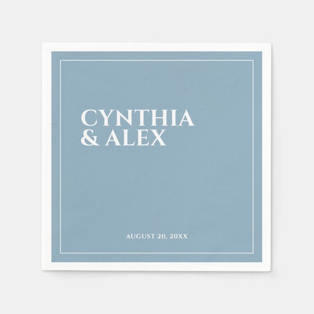 Minimalistisk Elegant Dusty Blue Bröllop Pappersservett (Framsidan)