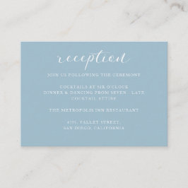 Minimalistisk Elegant Dusty Blue Wedding Reception Tilläggskort
