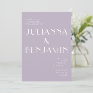 Minimalistisk Elegant Dusty Lilac Art Deco Bröllop Inbjudningar