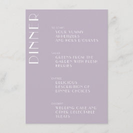 Minimalistisk Elegant Dusty Lilac Art Deco Bröllop Meny