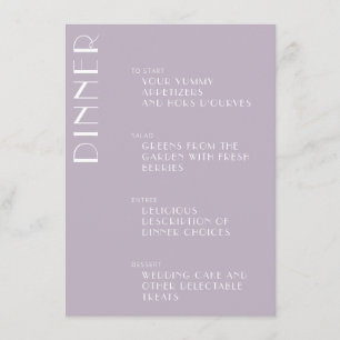 Minimalistisk Elegant Dusty Lilac Art Deco Bröllop Meny