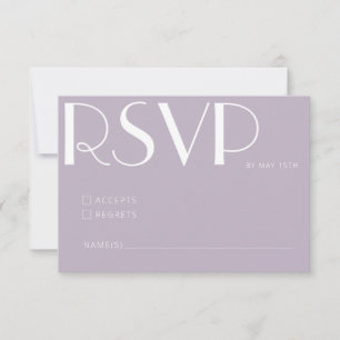 Minimalistisk Elegant Dusty Lilac Art Deco Bröllop OSA Kort
