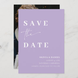 Minimalistisk Elegant Dusty Lilac Photo Save Date Inbjudningar
