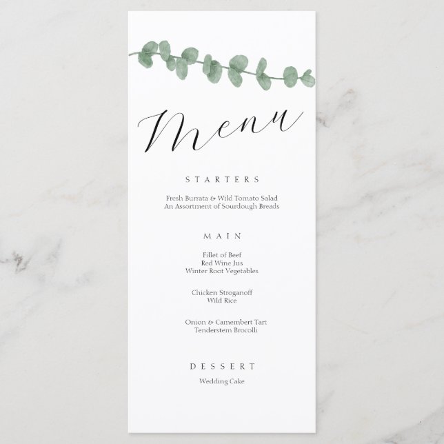 Minimalistisk Elegant enkel calligrafi Bröllop Men Meny (Framsida)