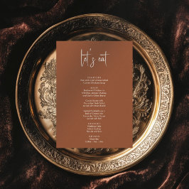 Minimalistisk elegant, enkel meny bröllop i modern