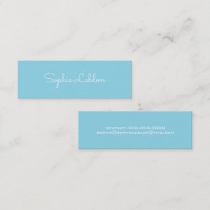Minimalistisk Elegant Enkel skript Namn Light-Blue Mini Visitkort