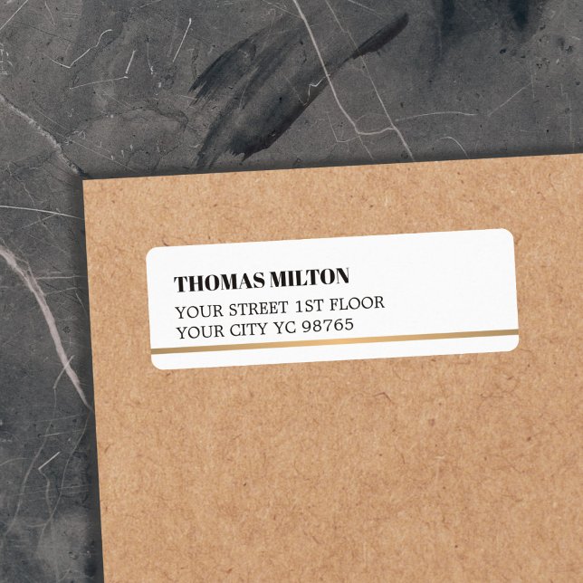 Minimalistisk Elegant, enkel vit rälskarpslinje Returadress Etikett (Skapare uppladdad)