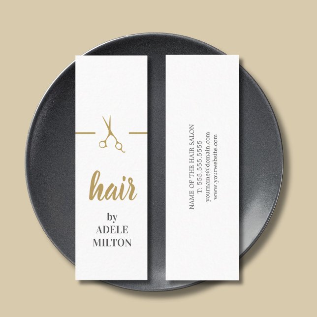 Minimalistisk Elegant Faux Guld White Hair Stylist Mini Visitkort (Skapare uppladdad)