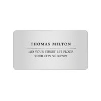 Minimalistisk Elegant Faux Silver Black-etikett