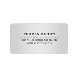 Minimalistisk Elegant Faux Silver Black-etikett Adressetikett