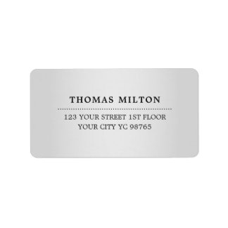 Minimalistisk Elegant Faux Silver Black-etikett Adressetikett