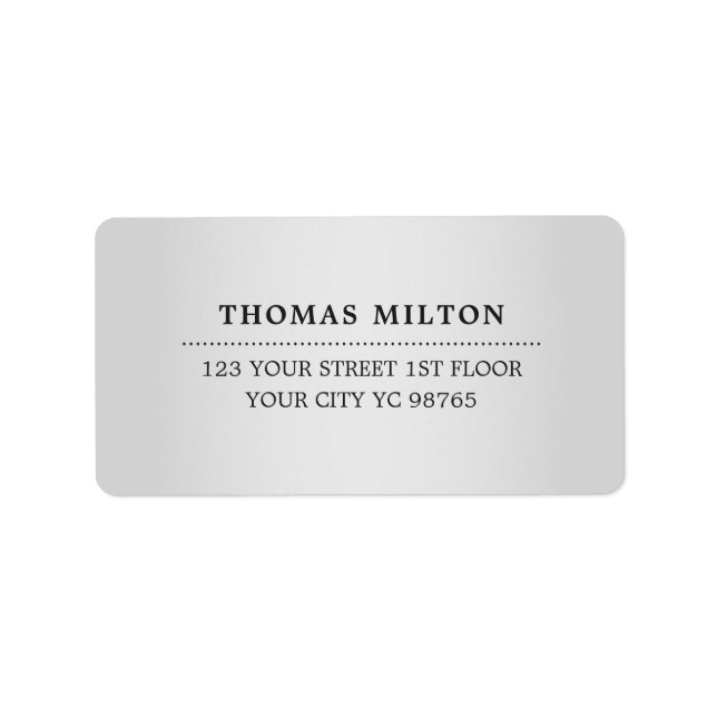 Minimalistisk Elegant Faux Silver Black-etikett Adressetikett (Framsidan)