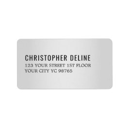 Minimalistisk Elegant Faux Silver Black-etikett Adressetikett