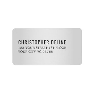 Minimalistisk Elegant Faux Silver Black-etikett Adressetikett