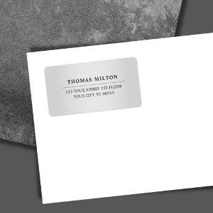 Minimalistisk Elegant Faux Silver Black-etikett Adressetikett