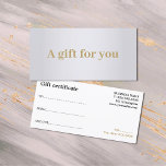 Minimalistisk Elegant Faux Silver Golden Black Bea<br><div class="desc">anpassadets presentkort för skönhet eller professioneller med anknytning till mode. Enkel chic med faux guld typsnitt och faux silver.</div>