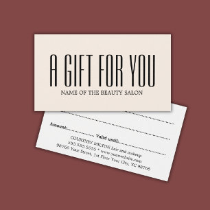 Minimalistisk Elegant, fet Beige Black Salon Visitkort