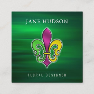 Minimalistisk Elegant Fleur De Lis-design Fyrkantigt Visitkort