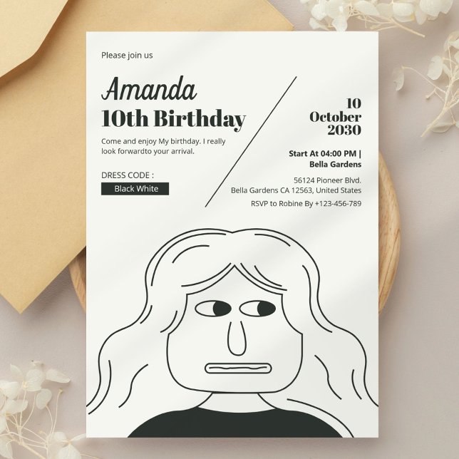Minimalistisk Elegant födelsedag Inbjudningar (Skapare uppladdad)