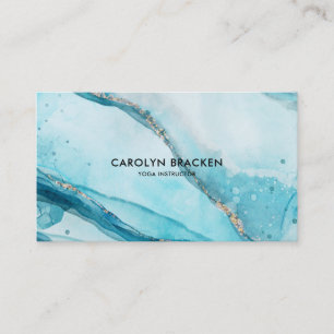Minimalistisk Elegant för blå vattenfärg i Aqua Visitkort