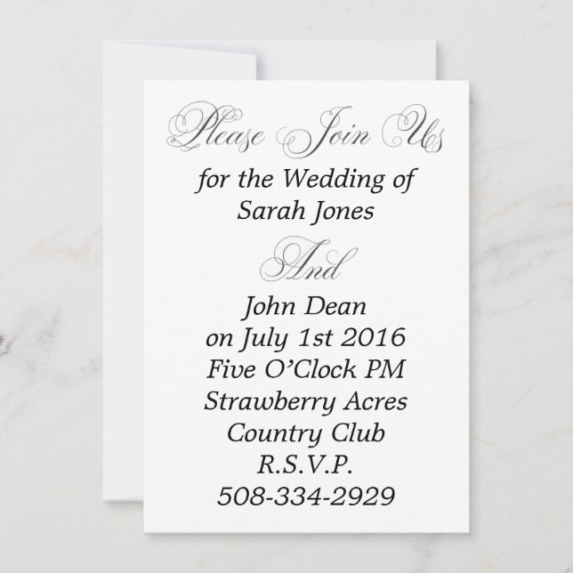 Minimalistisk elegant för bröllopsinbjudan inbjudningar (Framsida)