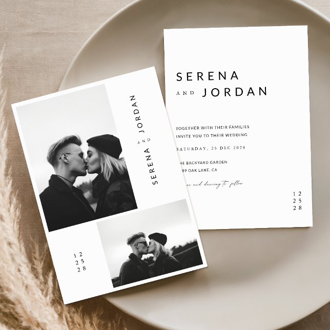 Minimalistisk Elegant för budget 2 Photo Bröllop Inbjudningar (Skapare uppladdad)