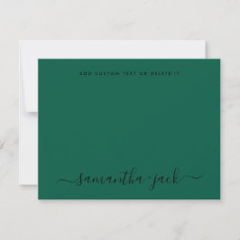 Minimalistisk Elegant för Emerald Bröllop Snyggt-s Anteckningskort