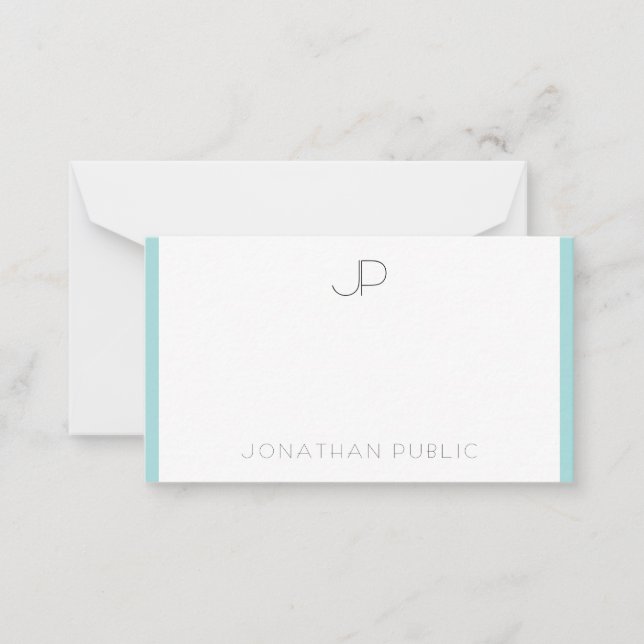 Minimalistisk Elegant för monogrammall för snyggt Anteckningskort (Framsida)