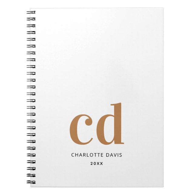Minimalistisk elegant för vit guld monogram initia anteckningsbok (Framsidan)
