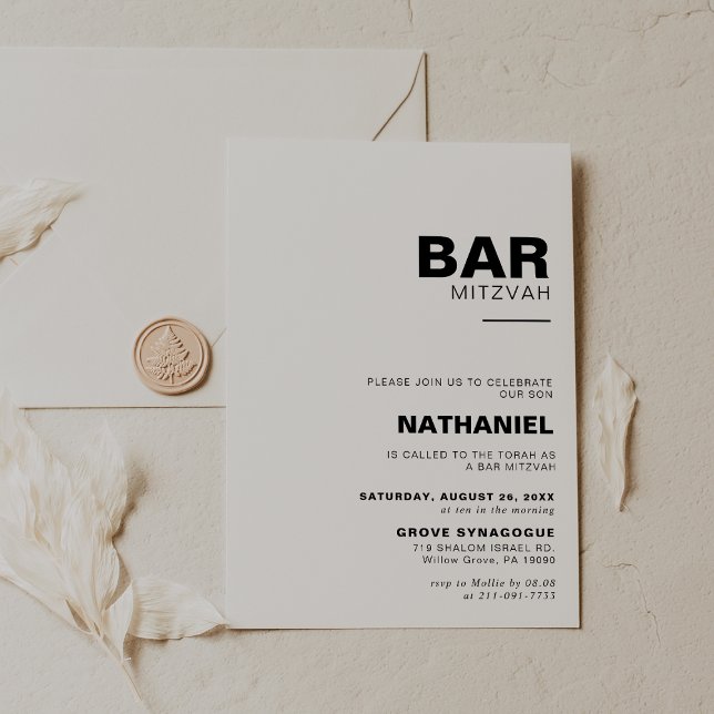 Minimalistisk Elegant Formal Pub Mitzvah Inbjudningar (Skapare uppladdad)