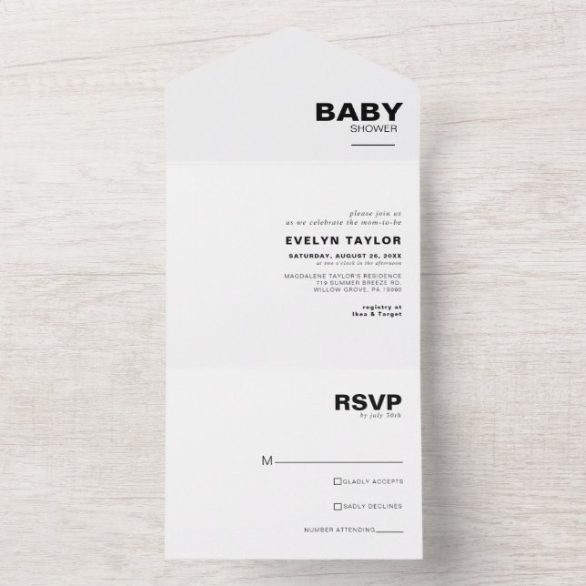 Minimalistisk Elegant - formell babyvisningsprogra (Inside)